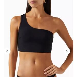 BONDI BORN Ollie Bikini Top in Black Sculpteur Fabric Womens Size M Vacation EUC